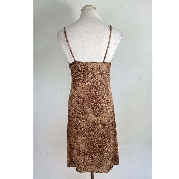 Intimissimi Slip Nightgown Size Large Brown Leopard Print Stretch Dress - Picture 4 of 5